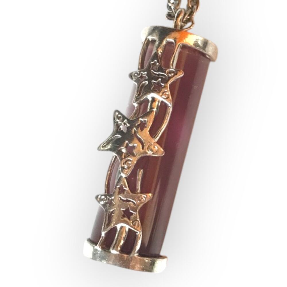 Celestial purple and silver tone pendant necklace - stars, dancing stars